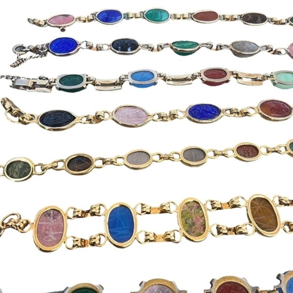 Vintage Jewelry Multi-Color Scarab Bracelet Set Lot Bundle Egypt Bugs Luck - Picture 14 of 17